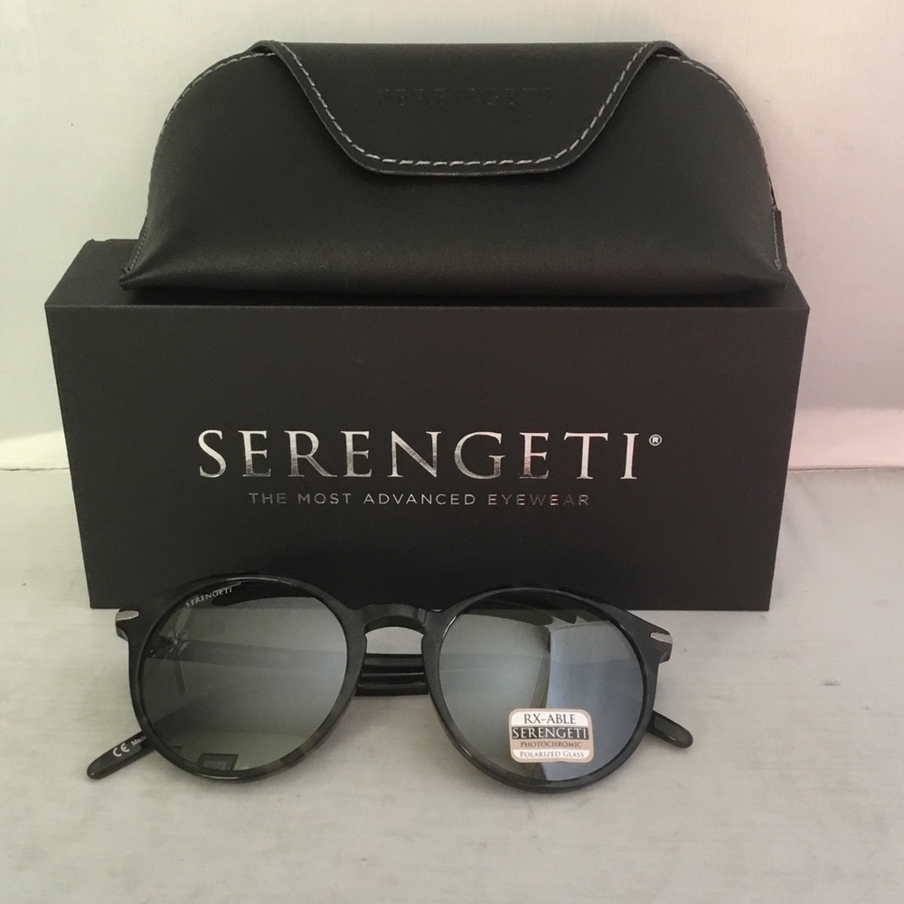 Serengeti Leonora Sunglasses Polarized Black Round Sunglasses with Case